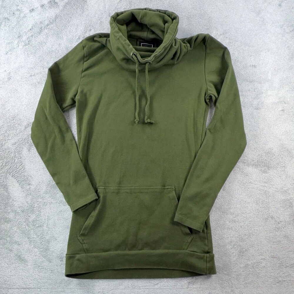 LILY & LOTTIE Cowl Neck Hoodie Girls L Olive Green Thumb Holes Cotton